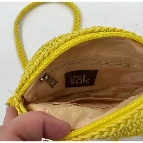 The Sak Women's Crochet Crossbody Bag Round Yellow California Cool - Picture 8 of 10